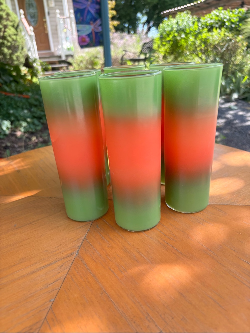 VINTAGE OMBRÉ BLENDO HI-BALL GLASSES LOT OF 6. MCM.
